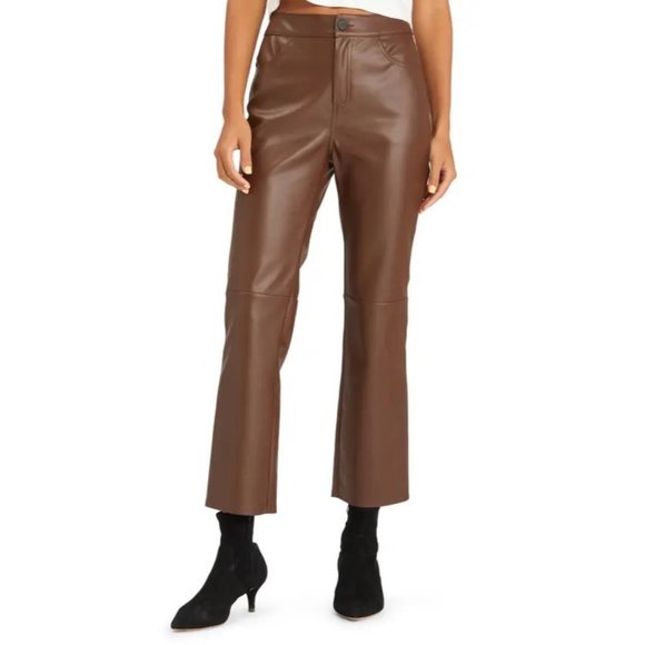 SANCTUARY Faux-Leather Kick Crop Pants in Mahogany - NWT Size 32 - Picture 1 of 3